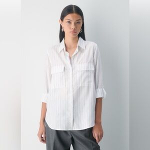 Aritzia Babaton Utility White Striped Women's Top